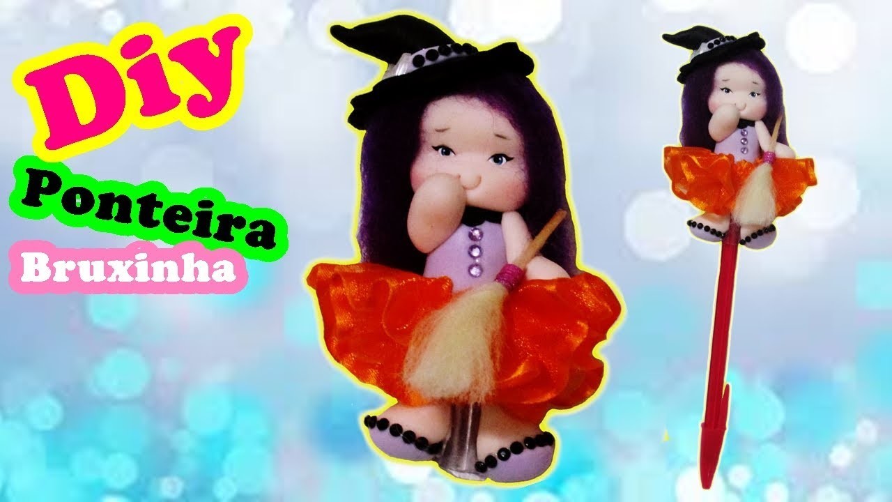 DIY - CANETA DECORADA BRUXINHA EM BISUIT LEMBRANCINHA (LÁPIS OU CANETA)