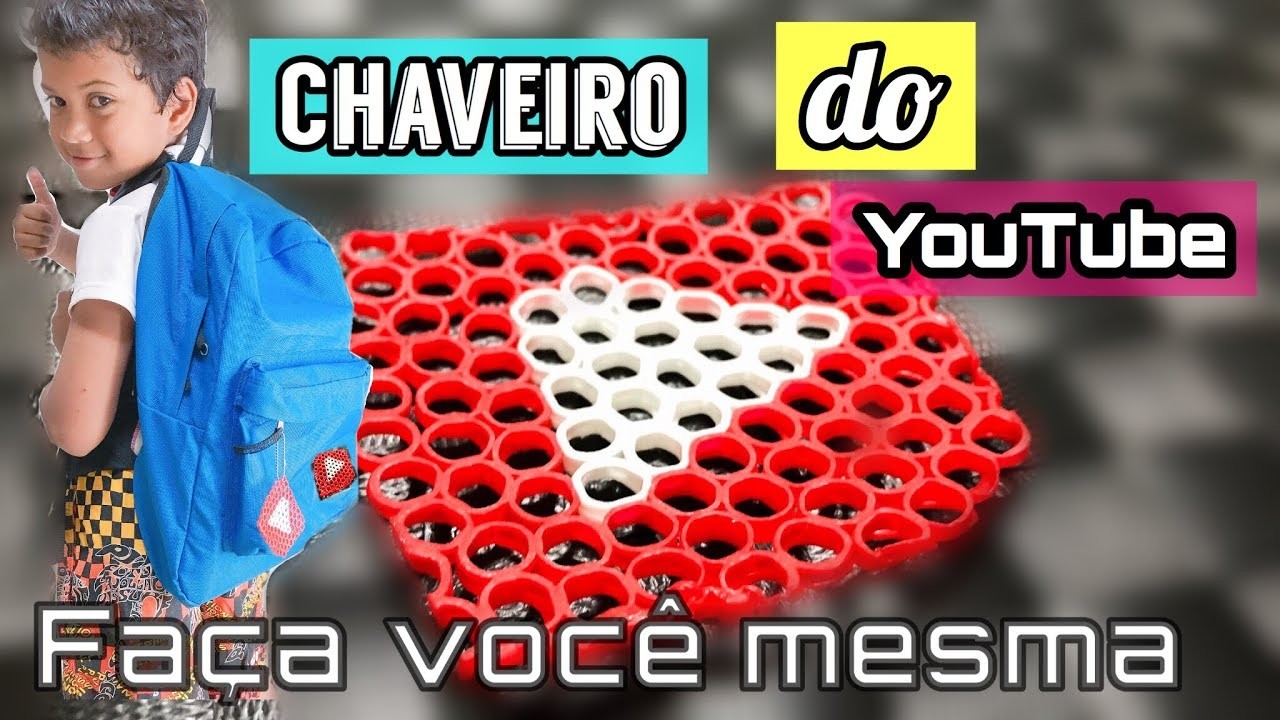 DIY: Chaveiro do YOUTUBE - Feito de CANUDINHO | FAÇA VOCÊ MESMO