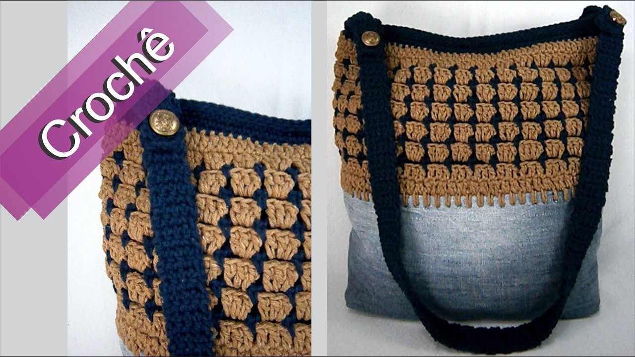 DIY - Crochê - Bolsa com Jeans Mod.02 (Passo a Passo) Mari Trentini