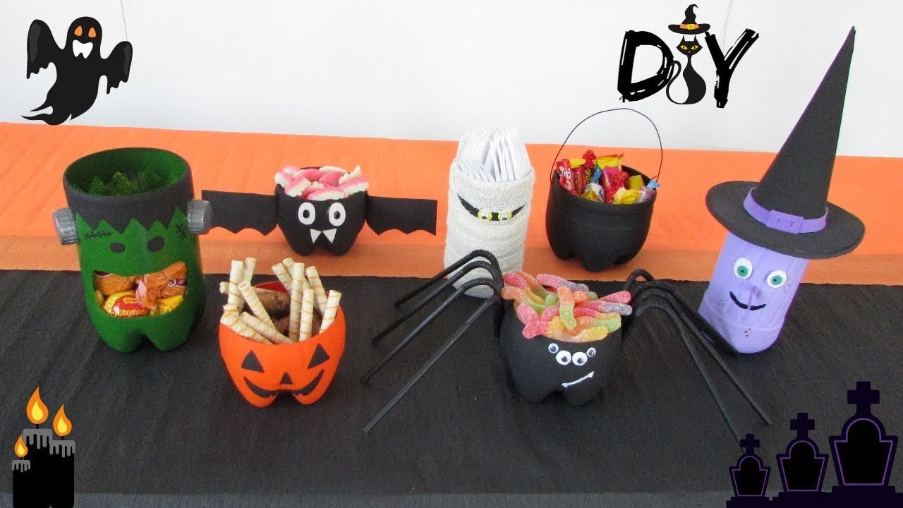 DIY Decoração Halloween - 7 ideias feitas com garrafas pet