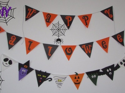 DIY | Decoração Halloween Painel bandeirinhas com letras e monstros