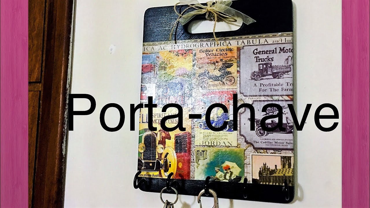 DIY: Porta-Chaves Vintage com decoupage feito de tábua de carne