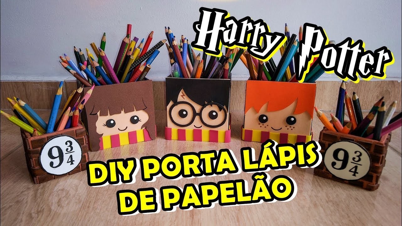 DIY Porta Lápis Harry, Rony e Hermione ♥ (Faça você mesmo)