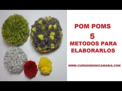 POMPONES 5 METODOS FACILES PARA ELABORARLOS ???????? | Carton Redondo y Cuadrado, Tubos, Dedos, Tenedor