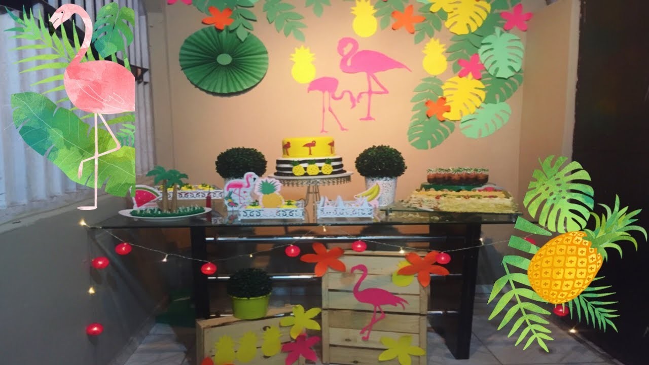 Decoração de festa tema Flamingo e Abacaxi .