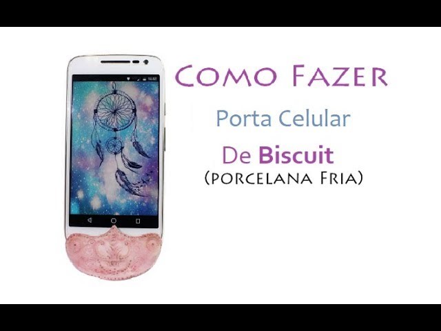 DIY porta celular feito de biscuit, clay mobile supporter, Viviana Biscuit