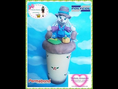 DIY pote reciclado de espantalho de biscuit