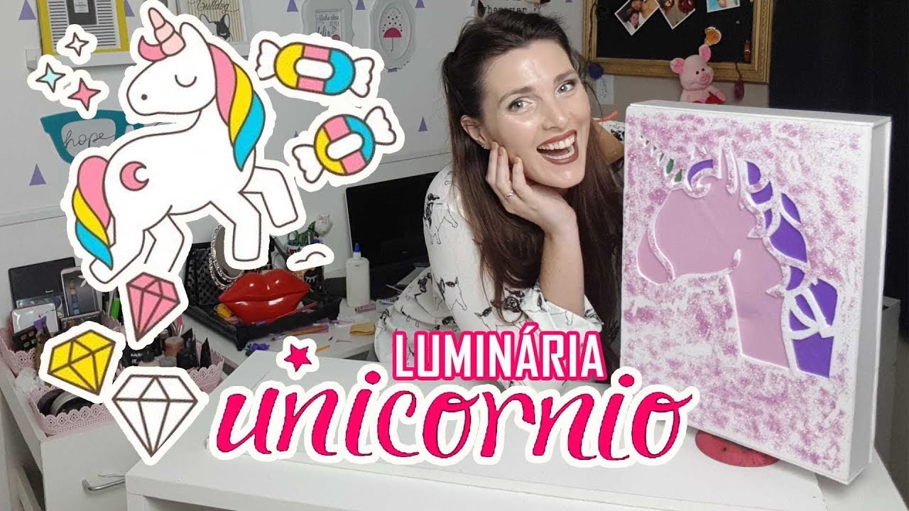 LUMINÁRIA DE UNICÓRNIO "FAÇA VOCÊ MESMO"