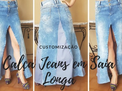 Transforme Calça Jeans em Saia Longa - Customização DIY