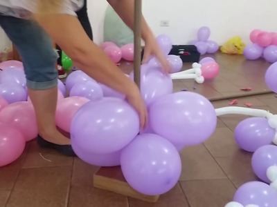Fazendo arranjo de balão combina com gata marie minnie rosa princesas e jolie