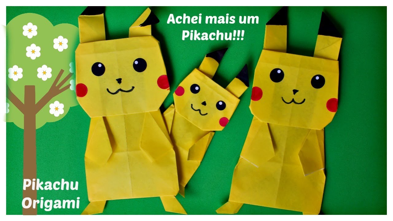 Pikachu origami - super fácil e lindo :-)