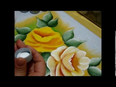 Pintura em tecido-aprenda pintar rosa amarela,método fácil. .
