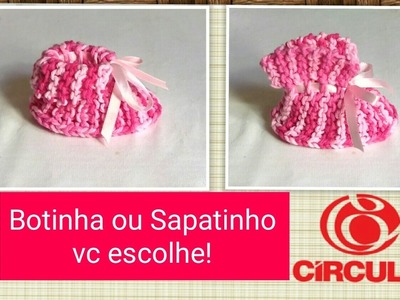 Versão Destros: Sapatinho 2 em 1 de tricô para iniciantes # Elisa Crochê