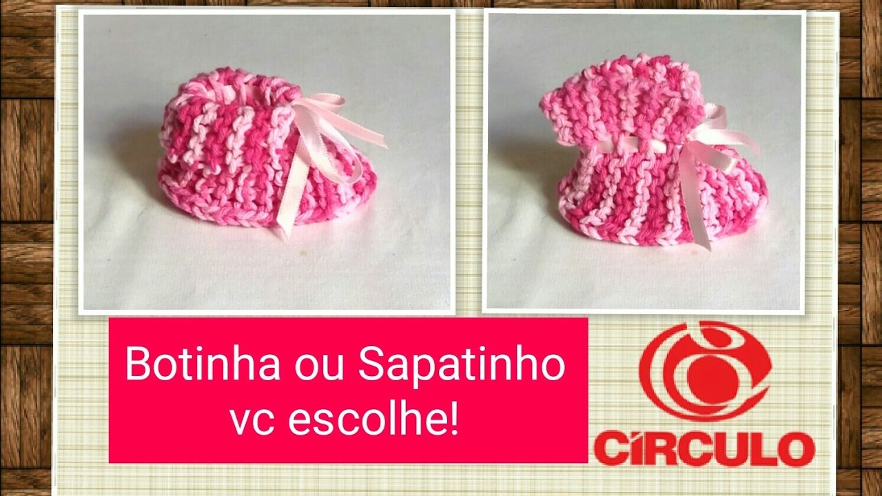 Versão Destros: Sapatinho 2 em 1 de tricô para iniciantes # Elisa Crochê