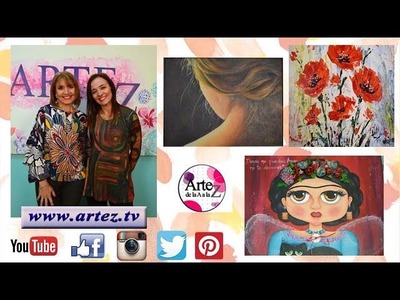 Artez TV Programa 17 #Pintura al óleo #Efecto tela #Papel Texturado #Flores espatuladas con acrílico