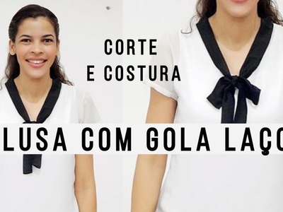 BLUSA COM GOLA LAÇO (CORTE E COSTURA)
