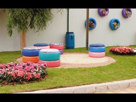 ♣ DECORAÇÕES ECONÔMICAS - JARDINS & HORTAS  ♣ REAPROVEITANDO PNEUS