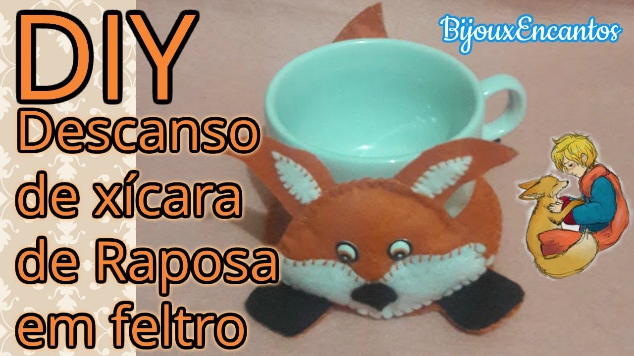 DIY Descanso de xícara de Raposa em feltro