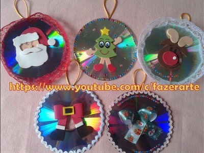 Enfeite para Árvore de Natal Com CD Reciclado!