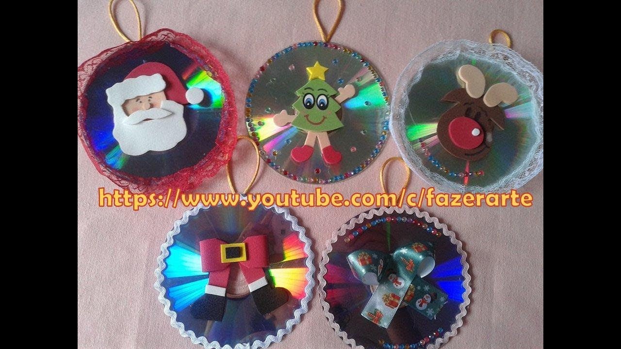 Enfeite para Árvore de Natal Com CD Reciclado!