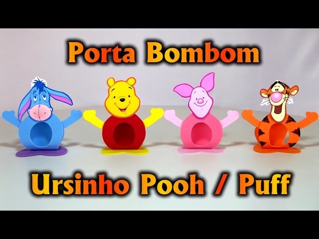 Lembrancinha Porta Bombom Ursinho Pooh. Puff  Disney - Pra Festa. Aniversário. Party Kids