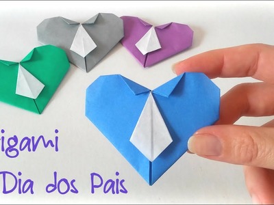Origami Coração com Gravata  - Ideia para o  Dia dos Pais