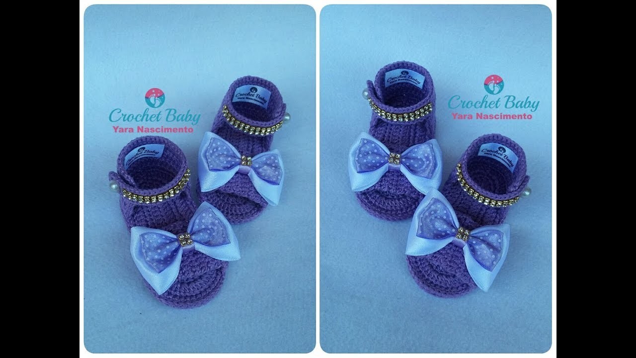 Sandálinha CRISTINA de crochê - Tamanho 09 cm - Crochet Baby Yara Nascimento
