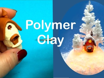 Winter Miniature Environment- polymer clay mini house- working lights- Tutorial