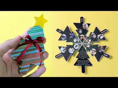 Álbum miniatura em formato de árvore de Natal