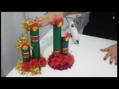 Aula 40 - Como fazer um enfeite de mesa - Decoração de Natal