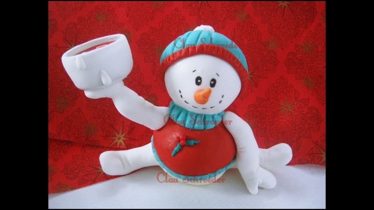 Boneco de Neve - Porta Velas - Biscuit. Porcelanafria