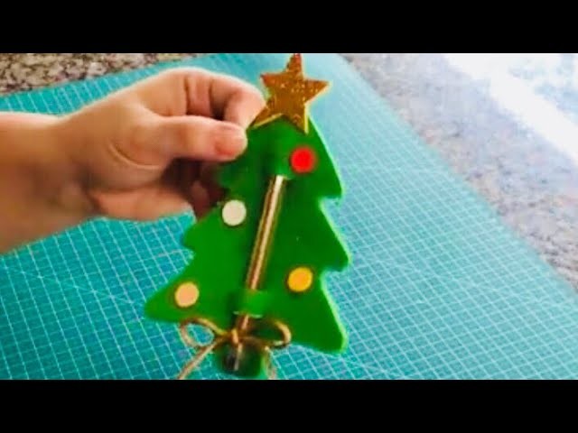 Caneta árvore de Natal em e.v.a ( Especial de Natal)
