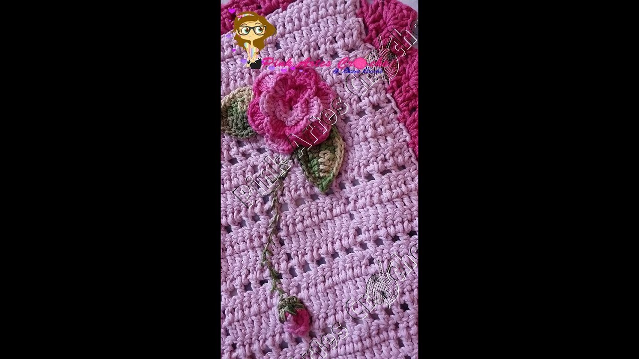 ????# Como  bordar raminho no tapete de crochê - Pink Artes Croche by Rosana Recchia