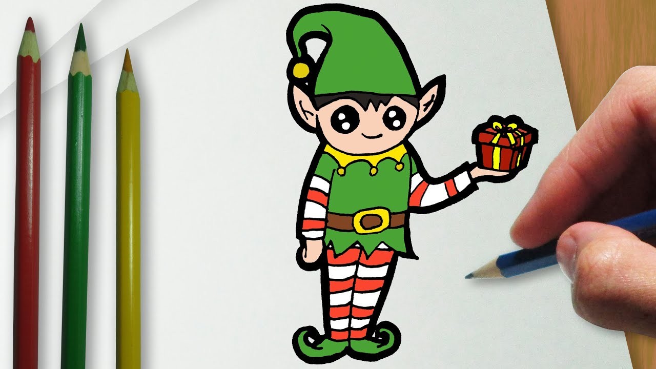 Como desenhar um elfo kawaii de Natal