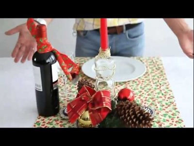 Decoraçao pratica e bonita para a mesa de Natal com tecidos patchwork
