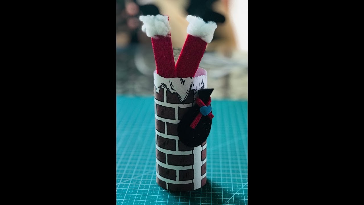 Papai Noel Entalado( feito com rolo de papel higiênico) (Especial de Natal)