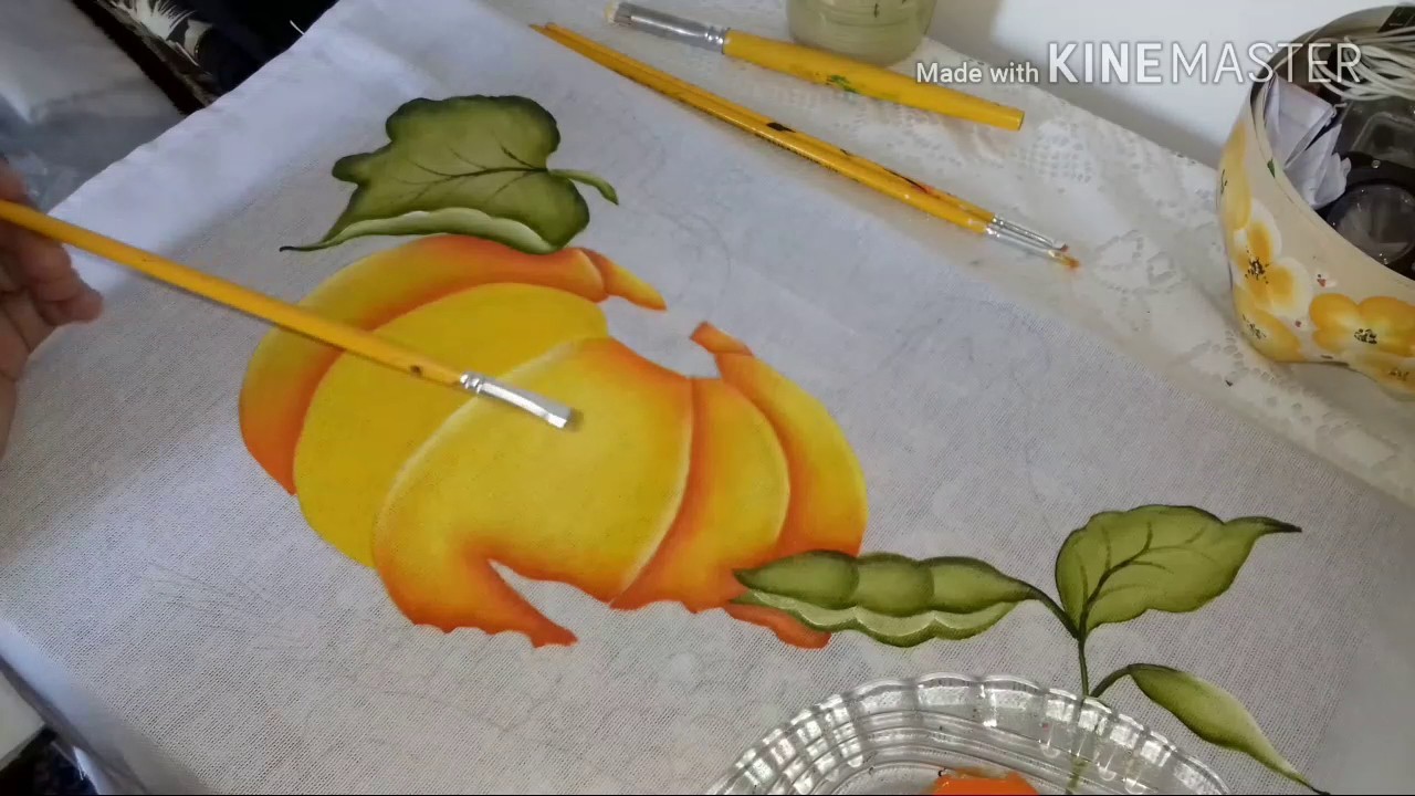 Pintura em tecido para iniciante abóbora.