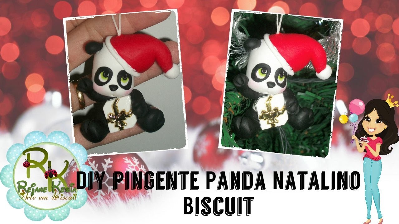 Ursinho Panda Natalino fofo - Biscuit - Rejane Kesia