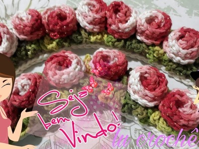 Botão de rosas de crochê