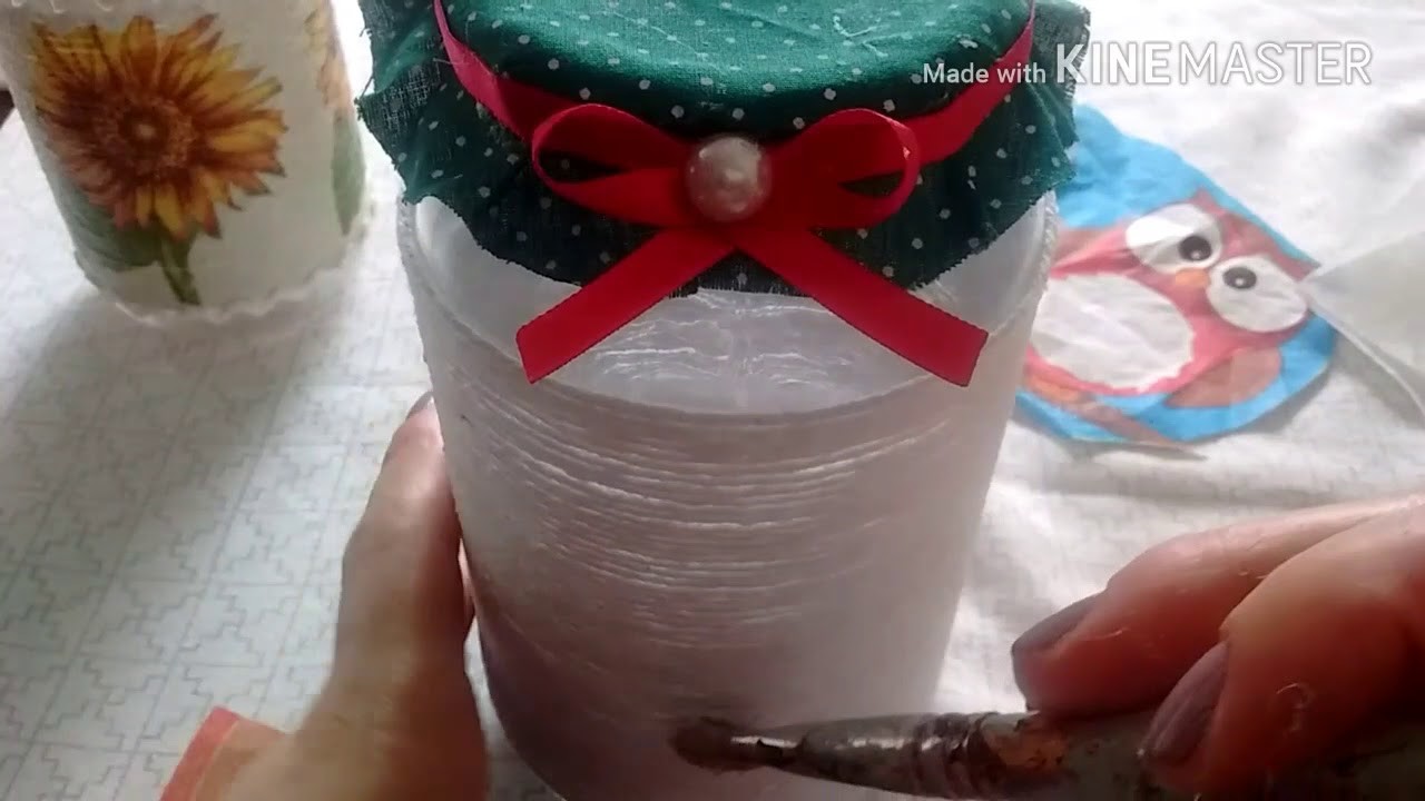 Decoupagem de natal em pote de vidro