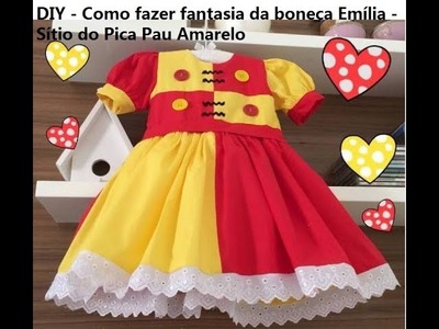 DIY - Fantasia da boneca Emília SEM COSTURA  -  Sítio do Pica Pau Amarelo
