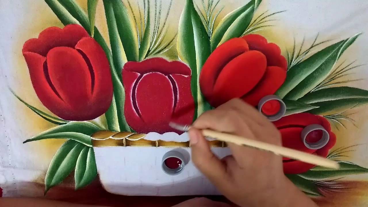 Ensinando a pintar tulipas vermelhas com Lia ribeiro #3