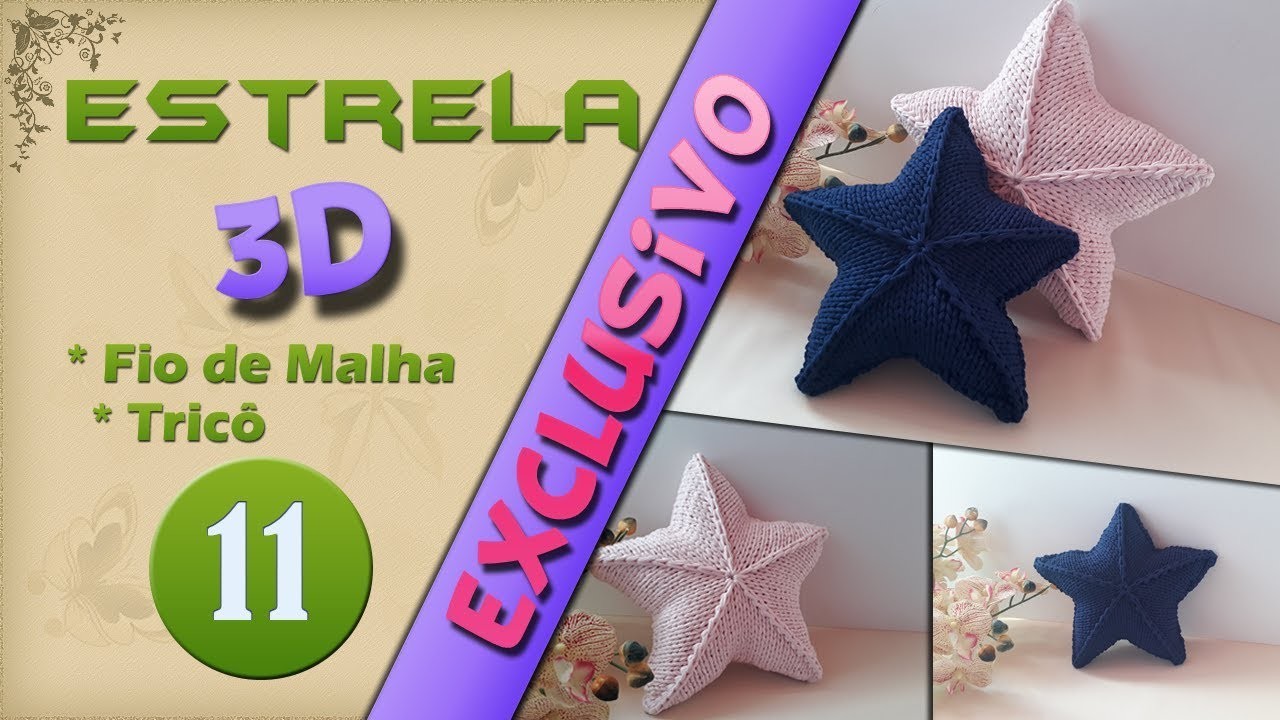Estrela 3D em tricô fio de malha