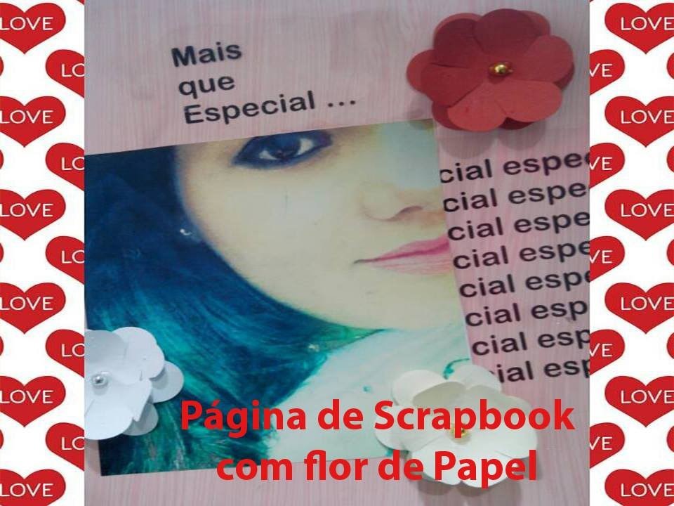 Página de Scrapbok para Iniciantes Com Flor de Papel