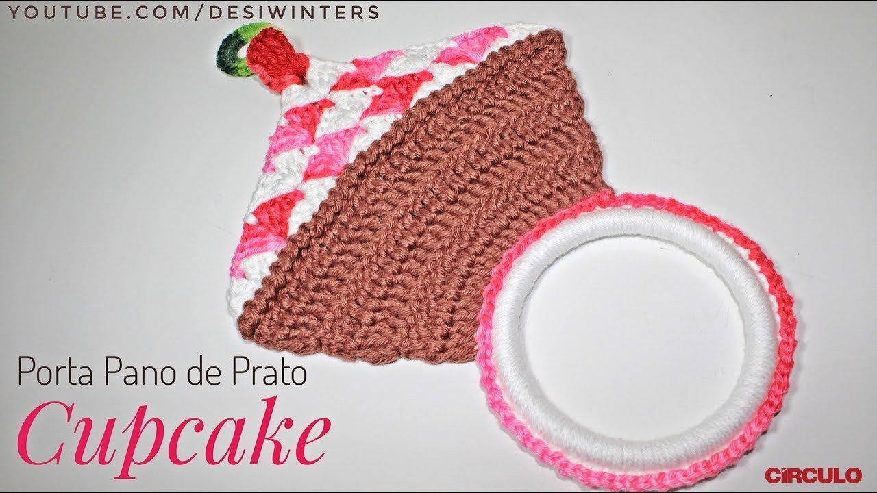 Porta Pano de Prato Cupcake de Crochê - Artes da Desi