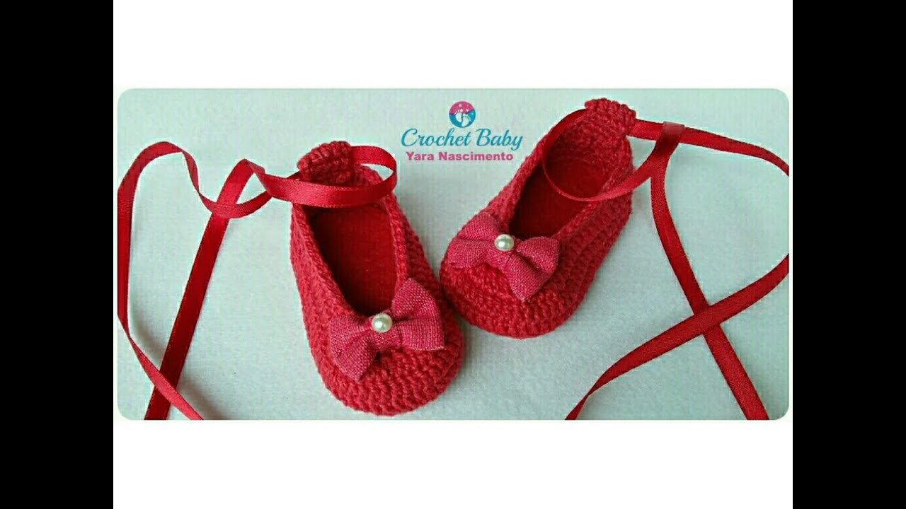 Sapatinho CIDINHA de crochê - Tamanho 09 cm - Crochet Baby Yara Nascimento