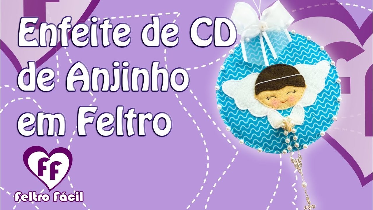 Enfeite de CD de Anjinho em Feltro