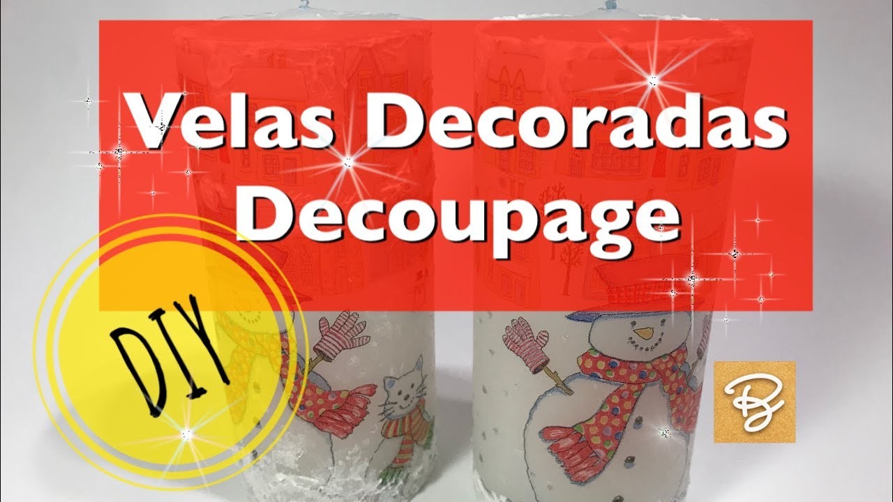 Velas decoradas com Decoupage - Estúdio Brigit