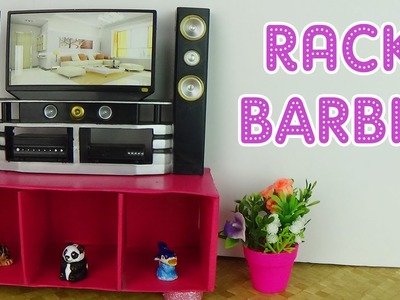 Como fazer Rack para Sala da Casa da Barbie e Bonecas | Tutorial
