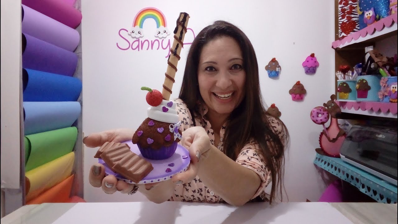 Porta caneta de cupcake - Sanny Arte - Parte 1